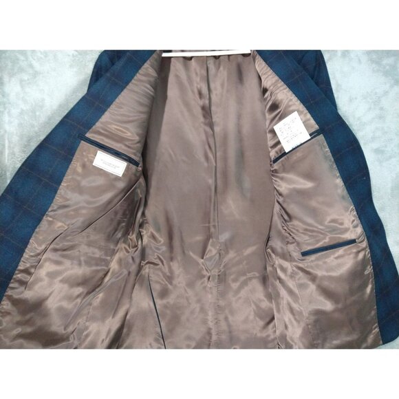 Williams and Kent Blazer Mens 46R Blue Plaid Two Button Wool Sport Coat Jacket - Picture 3 of 10